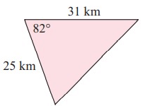 find the area of a triangle given an angle and two sides